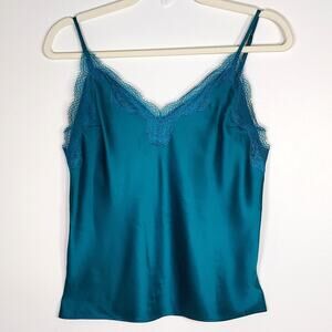 Victoria’s Secret Teal Satin Lace Trim Cami S Y2K Coquette Whimsigoth